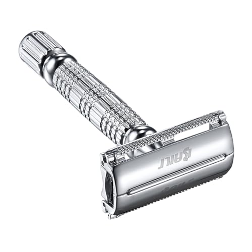 PAMINGONO manueller Rasierer on shave razor Rasiermesser bartpflege beard care Rasierer im alten Stil Friseurrasierer herrenrasierer manueller Rasierschneider gesicht bart rasierer Silver von PAMINGONO