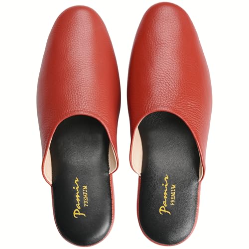 PAMIR Damen Handgedrehte Scuffs Echtes Leder Indoor Haus Hausschuhe mit Memory Foam, auburn, 40 EU von PAMIR