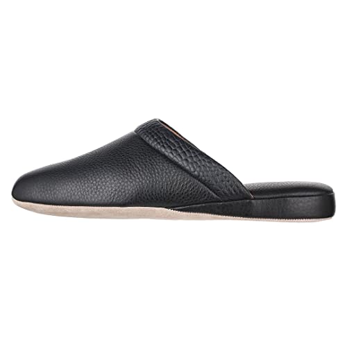 PAMIR Herren-Hausschuhe aus hochwertigem strukturiertem Leder mit Memory-Schaum, Schwarz, 42.5 EU PAMIR Herren-Hausschuhe aus hochwertigem strukturiertem Leder mit Memory-Schaum, Schwarz, 42.5 EU von PAMIR