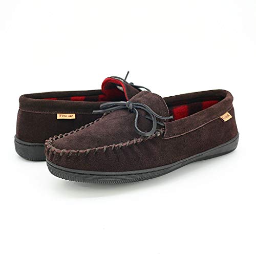 PAMIR Herren-Mokassin-Hausschuhe aus echtem Wildleder, für drinnen und draußen, Braun (Rootbeet), 42.5 EU von PAMIR