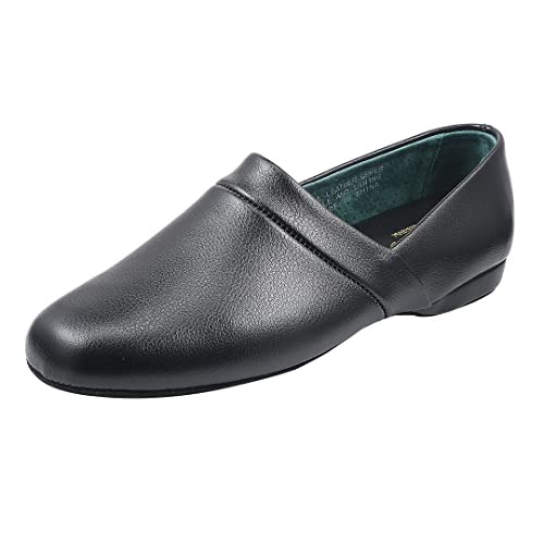 PAMIR Herren Echtleder Opera Slipper mit Memory Foam Innensohle und Leder-Außensohle, Schwarz, 46 EU von PAMIR