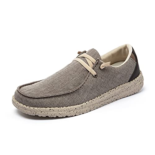 Pamray Leichte Herren-Schlupfschuhe, Freizeitschuhe, modische Stoff-Sneakers, Schnürhalbschuhe für Herren, bequeme Deckschuhe, Braun (braun), 42.5 EU von PAMRAY