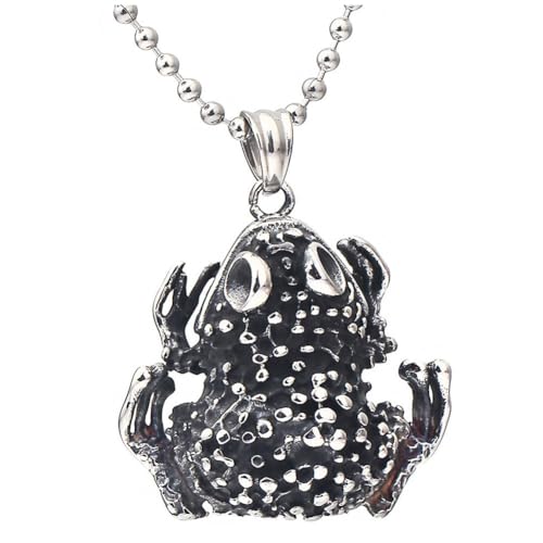 PAMTER Herren Kröten Anhänger Halskette Edelstahl Frosch Tier Persönlichkeit Vintage Hip Hop Schmuck Schwarz PAMTER Herren Kröten Anhänger Halskette Edelstahl Frosch Tier Persönlichkeit Vintage Hip Hop Schmuck Schwarz von PAMTIER