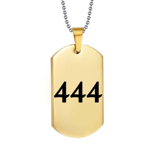 PAMTIER Angel Number Kette für Männer 000 111 222 333 444 555 666 777 888 999 Kette Simple Cool Edelstahl Anhänger Gold/Silver Plated Personalised Delicate Schmuck Gold Nummer 444 von PAMTIER