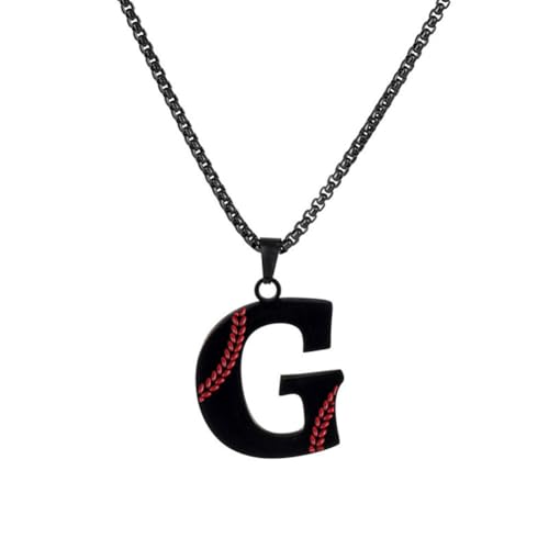 PAMTIER Baseball Initial Halskette für Männer A-Z Anhänger Edelstahl Zierlich Personalisierte Statement Alphabet Einfach Cooler Buchstabe Schmuck Schwarz Brief G von PAMTIER