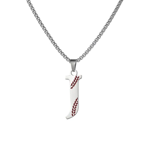 PAMTIER Baseball Initial Halskette für Männer A-Z Anhänger Edelstahl Zierlich Personalisierte Statement Alphabet Einfach Cooler Buchstabe Schmuck Silber Brief J von PAMTIER