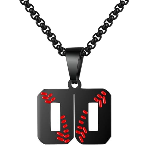 PAMTIER Baseball Trikot Nummer Halskette für Männer und Frauen Athleten Edelstahl 00-99 Anhänger Kette Personalisiert Einfach Statement Schmuck Schwarz Anzahl 00 PAMTIER Baseball Trikot Nummer Halskette für Männer und Frauen Athleten Edelstahl 00-99 Anhänger Kette Personalisiert Einfach Statement Schmuck Schwarz Anzahl 00 von PAMTIER