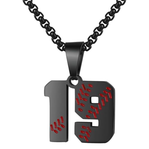 PAMTIER Baseball Trikot Nummer Halskette für Männer und Frauen Athleten Edelstahl 00-99 Anhänger Kette Personalisiert Einfach Statement Schmuck Schwarz Anzahl 19 PAMTIER Baseball Trikot Nummer Halskette für Männer und Frauen Athleten Edelstahl 00-99 Anhänger Kette Personalisiert Einfach Statement Schmuck Schwarz Anzahl 19 von PAMTIER