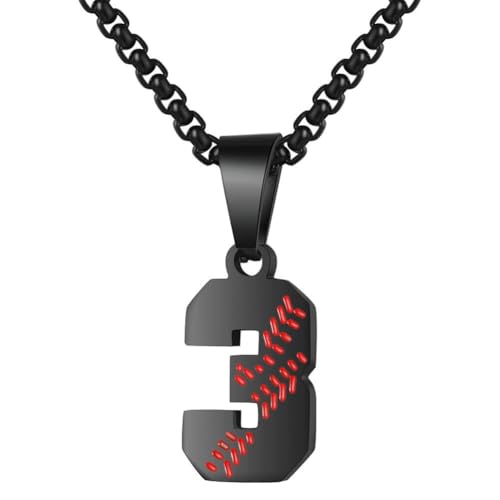 PAMTIER Baseball Trikot Nummer Halskette für Männer und Frauen Athleten Edelstahl 00-99 Anhänger Kette Personalisiert Einfach Statement Schmuck Schwarz Anzahl 3 PAMTIER Baseball Trikot Nummer Halskette für Männer und Frauen Athleten Edelstahl 00-99 Anhänger Kette Personalisiert Einfach Statement Schmuck Schwarz Anzahl 3 von PAMTIER
