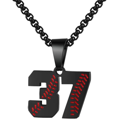 PAMTIER Baseball Trikot Nummer Halskette für Männer und Frauen Athleten Edelstahl 00-99 Anhänger Kette Personalisiert Einfach Statement Schmuck Schwarz Anzahl 37 PAMTIER Baseball Trikot Nummer Halskette für Männer und Frauen Athleten Edelstahl 00-99 Anhänger Kette Personalisiert Einfach Statement Schmuck Schwarz Anzahl 37 von PAMTIER