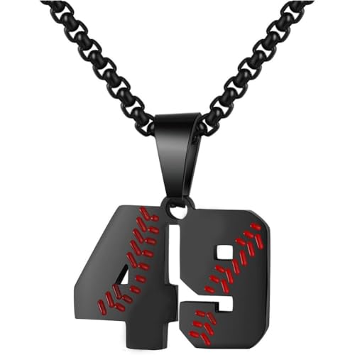 PAMTIER Baseball Trikot Nummer Halskette für Männer und Frauen Athleten Edelstahl 00-99 Anhänger Kette Personalisiert Einfach Statement Schmuck Schwarz Anzahl 49 PAMTIER Baseball Trikot Nummer Halskette für Männer und Frauen Athleten Edelstahl 00-99 Anhänger Kette Personalisiert Einfach Statement Schmuck Schwarz Anzahl 49 von PAMTIER