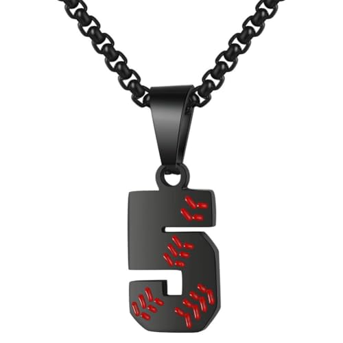 PAMTIER Baseball Trikot Nummer Halskette für Männer und Frauen Athleten Edelstahl 00-99 Anhänger Kette Personalisiert Einfach Statement Schmuck Schwarz Anzahl 5 PAMTIER Baseball Trikot Nummer Halskette für Männer und Frauen Athleten Edelstahl 00-99 Anhänger Kette Personalisiert Einfach Statement Schmuck Schwarz Anzahl 5 von PAMTIER