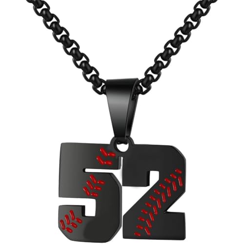 PAMTIER Baseball Trikot Nummer Halskette für Männer und Frauen Athleten Edelstahl 00-99 Anhänger Kette Personalisiert Einfach Statement Schmuck Schwarz Anzahl 52 PAMTIER Baseball Trikot Nummer Halskette für Männer und Frauen Athleten Edelstahl 00-99 Anhänger Kette Personalisiert Einfach Statement Schmuck Schwarz Anzahl 52 von PAMTIER