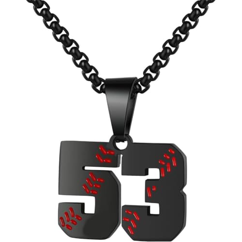 PAMTIER Baseball Trikot Nummer Halskette für Männer und Frauen Athleten Edelstahl 00-99 Anhänger Kette Personalisiert Einfach Statement Schmuck Schwarz Anzahl 53 PAMTIER Baseball Trikot Nummer Halskette für Männer und Frauen Athleten Edelstahl 00-99 Anhänger Kette Personalisiert Einfach Statement Schmuck Schwarz Anzahl 53 von PAMTIER
