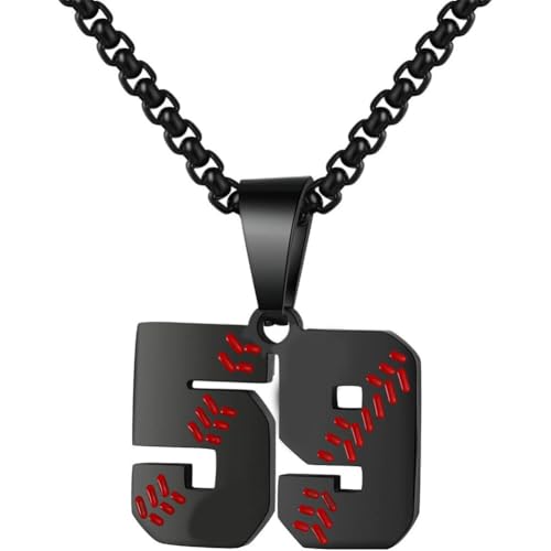 PAMTIER Baseball Trikot Nummer Halskette für Männer und Frauen Athleten Edelstahl 00-99 Anhänger Kette Personalisiert Einfach Statement Schmuck Schwarz Anzahl 59 PAMTIER Baseball Trikot Nummer Halskette für Männer und Frauen Athleten Edelstahl 00-99 Anhänger Kette Personalisiert Einfach Statement Schmuck Schwarz Anzahl 59 von PAMTIER