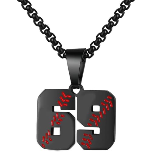 PAMTIER Baseball Trikot Nummer Halskette für Männer und Frauen Athleten Edelstahl 00-99 Anhänger Kette Personalisiert Einfach Statement Schmuck Schwarz Anzahl 69 PAMTIER Baseball Trikot Nummer Halskette für Männer und Frauen Athleten Edelstahl 00-99 Anhänger Kette Personalisiert Einfach Statement Schmuck Schwarz Anzahl 69 von PAMTIER