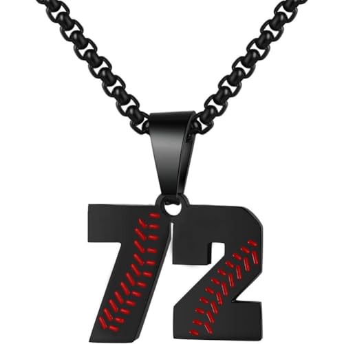 PAMTIER Baseball Trikot Nummer Halskette für Männer und Frauen Athleten Edelstahl 00-99 Anhänger Kette Personalisiert Einfach Statement Schmuck Schwarz Anzahl 72 PAMTIER Baseball Trikot Nummer Halskette für Männer und Frauen Athleten Edelstahl 00-99 Anhänger Kette Personalisiert Einfach Statement Schmuck Schwarz Anzahl 72 von PAMTIER