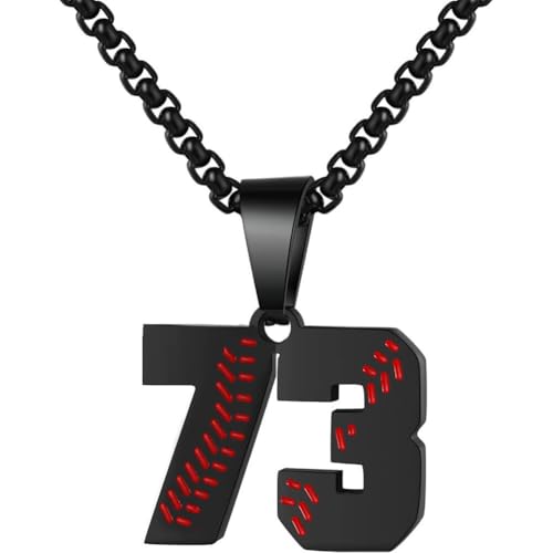 PAMTIER Baseball Trikot Nummer Halskette für Männer und Frauen Athleten Edelstahl 00-99 Anhänger Kette Personalisiert Einfach Statement Schmuck Schwarz Anzahl 73 PAMTIER Baseball Trikot Nummer Halskette für Männer und Frauen Athleten Edelstahl 00-99 Anhänger Kette Personalisiert Einfach Statement Schmuck Schwarz Anzahl 73 von PAMTIER