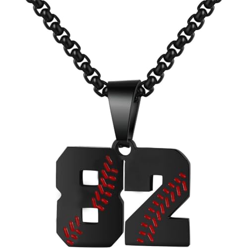 PAMTIER Baseball Trikot Nummer Halskette für Männer und Frauen Athleten Edelstahl 00-99 Anhänger Kette Personalisiert Einfach Statement Schmuck Schwarz Anzahl 82 PAMTIER Baseball Trikot Nummer Halskette für Männer und Frauen Athleten Edelstahl 00-99 Anhänger Kette Personalisiert Einfach Statement Schmuck Schwarz Anzahl 82 von PAMTIER