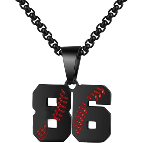 PAMTIER Baseball Trikot Nummer Halskette für Männer und Frauen Athleten Edelstahl 00-99 Anhänger Kette Personalisiert Einfach Statement Schmuck Schwarz Anzahl 86 PAMTIER Baseball Trikot Nummer Halskette für Männer und Frauen Athleten Edelstahl 00-99 Anhänger Kette Personalisiert Einfach Statement Schmuck Schwarz Anzahl 86 von PAMTIER