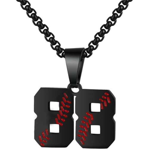 PAMTIER Baseball Trikot Nummer Halskette für Männer und Frauen Athleten Edelstahl 00-99 Anhänger Kette Personalisiert Einfach Statement Schmuck Schwarz Anzahl 88 PAMTIER Baseball Trikot Nummer Halskette für Männer und Frauen Athleten Edelstahl 00-99 Anhänger Kette Personalisiert Einfach Statement Schmuck Schwarz Anzahl 88 von PAMTIER