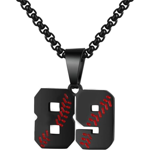 PAMTIER Baseball Trikot Nummer Halskette für Männer und Frauen Athleten Edelstahl 00-99 Anhänger Kette Personalisiert Einfach Statement Schmuck Schwarz Anzahl 89 PAMTIER Baseball Trikot Nummer Halskette für Männer und Frauen Athleten Edelstahl 00-99 Anhänger Kette Personalisiert Einfach Statement Schmuck Schwarz Anzahl 89 von PAMTIER