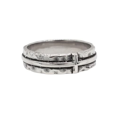 PAMTIER Cross Ringe für Männer Edelstahl Statement Vintage Personalized Hip Hop Gothic Punk Simple Schmuck Silber Größe 62(19.7) von PAMTIER