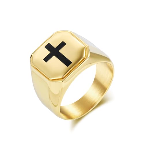 PAMTIER Cross Ringe für Männer Edelstahl Statement Vintage Personalized Simple Schmuck Gold Größe 60(19.1) von PAMTIER