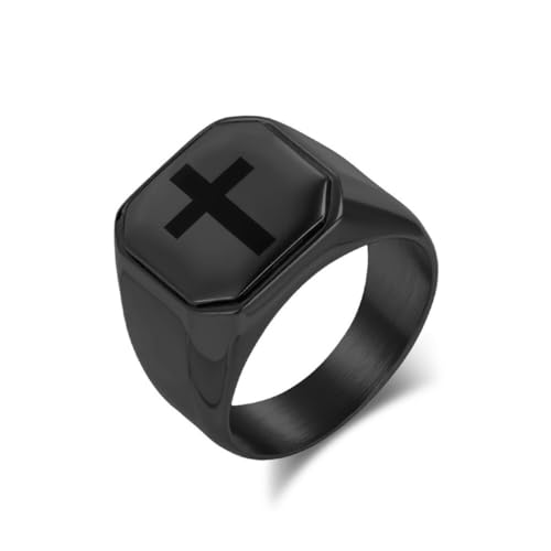 PAMTIER Cross Ringe für Männer Edelstahl Statement Vintage Personalized Simple Schmuck Schwarz Größe 54(17.2) von PAMTIER