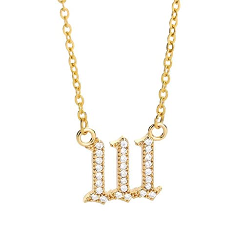 PAMTIER Cubic Zirkonia Engel Zahl 111 Halskette Für Frauen Anhänger Choker Kette Numerologie Hip Hop Schmuck Gold von PAMTIER