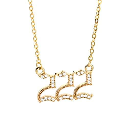 PAMTIER Cubic Zirkonia Engel Zahl 222 Halskette Für Frauen Anhänger Choker Kette Numerologie Hip Hop Schmuck Gold von PAMTIER