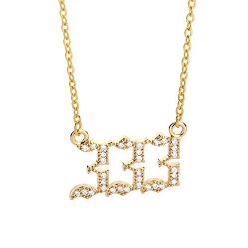 PAMTIER Cubic Zirkonia Engel Zahl 333 Halskette Für Frauen Anhänger Choker Kette Numerologie Hip Hop Schmuck Gold von PAMTIER