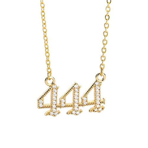 PAMTIER Cubic Zirkonia Engel Zahl 444 Halskette Für Frauen Anhänger Choker Kette Numerologie Hip Hop Schmuck Gold von PAMTIER
