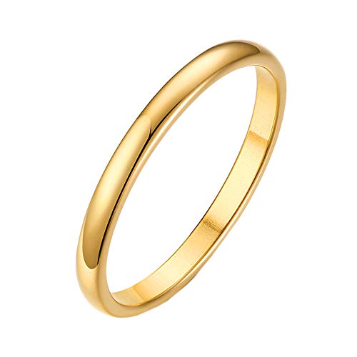 PAMTIER Damen 2MM Glatter Minimalistischer Ring aus Edelstahl Gold Größe 68 (21.6) von PAMTIER