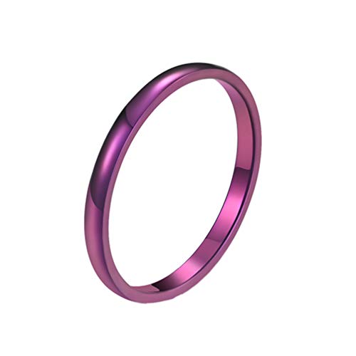 PAMTIER Damen 2MM Glatter Minimalistischer Ring aus Edelstahl Lila Größe 65 (20.7) von PAMTIER