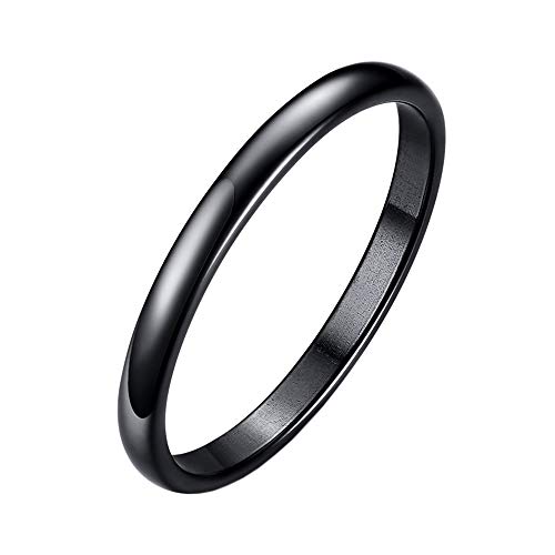 PAMTIER Damen 2MM Glatter Minimalistischer Ring aus Edelstahl Schwarz Größe 68 (21.6) von PAMTIER