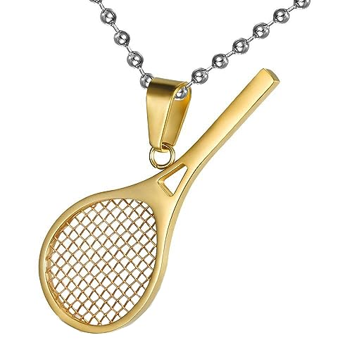 PAMTIER Damen Ball Racket Anhänger Halskette Edelstahl Vintage Hip Hop Kettenschmuck Gold von PAMTIER