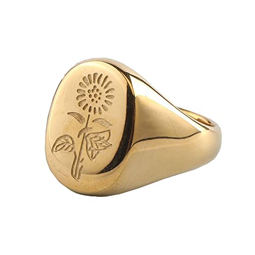 PAMTIER Damen Blumenringe Edelstahl Persönlichkeitsschmuck Gold Größe 57 (18.1) von PAMTIER