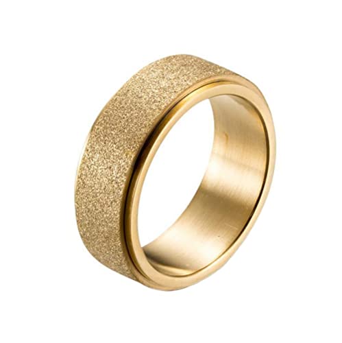 PAMTIER Damen Drehbarer Ring Rostfreier Stahl Sandstrahl-Finish Rose Gold Rainbow Schwarz Ehering 6MM Größe 52 (16.6) von PAMTIER
