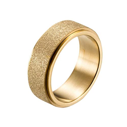 PAMTIER Damen Drehbarer Ring Rostfreier Stahl Sandstrahl-Finish Rose Gold Rainbow Schwarz Ehering 6MM Größe 60 (19.1) von PAMTIER