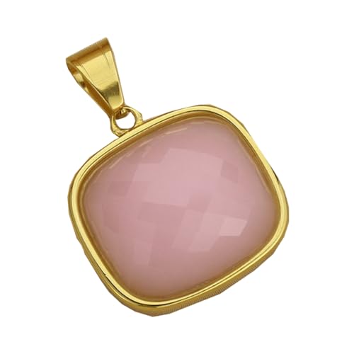 PAMTIER Damen Edelstahl Halskette Edelstein Anhänger Übertriebener Stein Charme Halsketten Schmuck Geschenk Rosa Anhänger mit Kette von PAMTIER