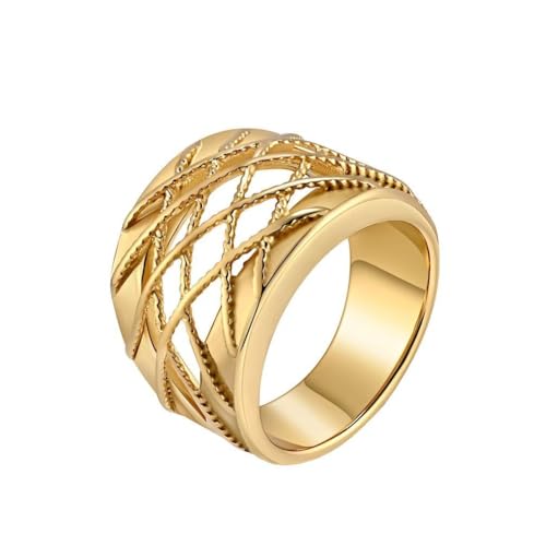 PAMTIER Damen Edelstahl Klassischer Retro Trend Durchbrochenes Gewebe Ring Gold Größe 65 (20.7) von PAMTIER