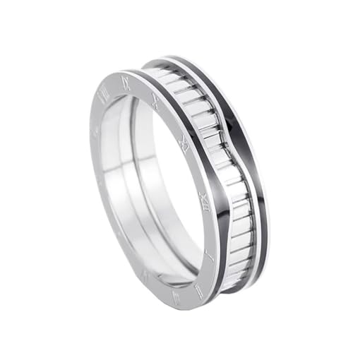 PAMTIER Damen Edelstahl Klassischer Retro Trend Klaviertasten Musiknoten Ring Gold Größe 54 (17.2) von PAMTIER