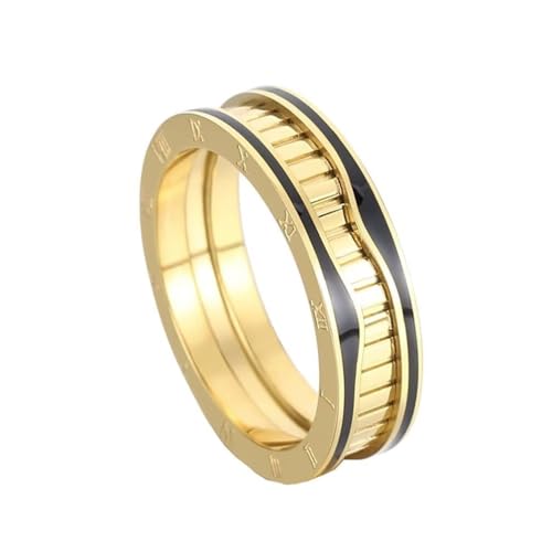 PAMTIER Damen Edelstahl Klassischer Retro Trend Klaviertasten Musiknoten Ring Silber Größe 52 (16.6) von PAMTIER