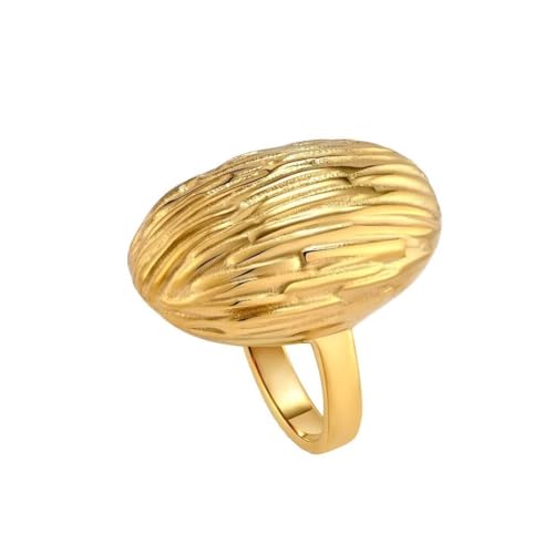PAMTIER Damen Edelstahl Klassischer Retro Trend Raffinierter Persönlichkeitsring Gold Größe 57 (18.1) von PAMTIER
