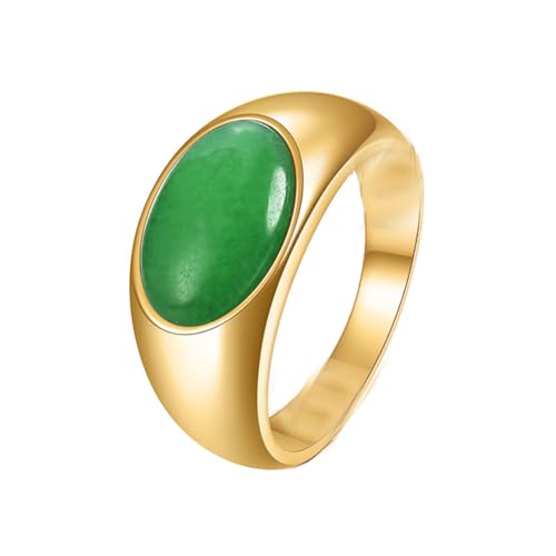 PAMTIER Damen Edelstahl Oval Geformt Geformt Edelstein Ring mit Stein KnöChel Ringe Gold Plattiert Hochzeit Bands Grün Größe 57 (18.1) von PAMTIER