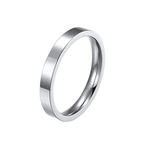 PAMTIER Damen Edelstahl Ring Poliert 3MM, Dünner Stapel Einfacher Ehering für Sie und Ihn Silber Größe 68 von PAMTIER