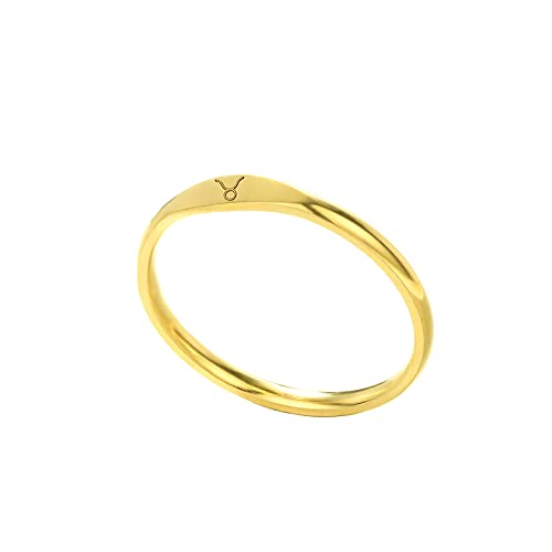 PAMTIER Damen Edelstahl Signet 12 Sternzeichen Ring Horoskop Sternbild Aussage Hochzeit Ehering Gold Größe 54 Stier von PAMTIER