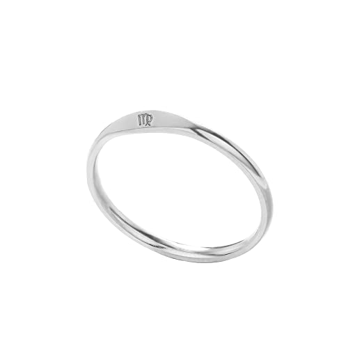 PAMTIER Damen Edelstahl Signet 12 Sternzeichen Ring Horoskop Sternbild Aussage Hochzeit Ehering Silber Größe 54 Jungfrau von PAMTIER