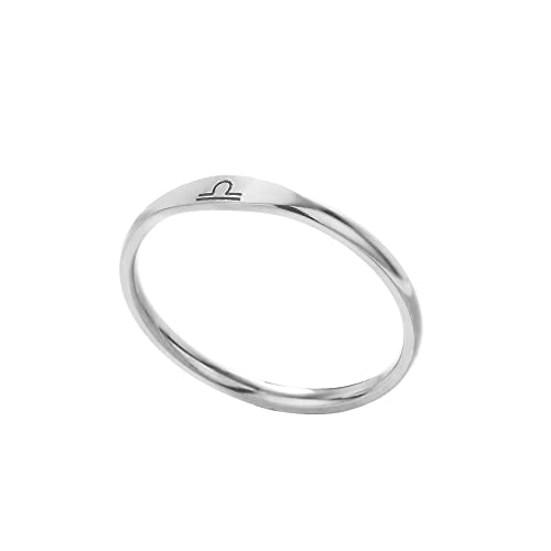 PAMTIER Damen Edelstahl Signet 12 Sternzeichen Ring Horoskop Sternbild Aussage Hochzeit Ehering Silber Größe 54 Waage von PAMTIER